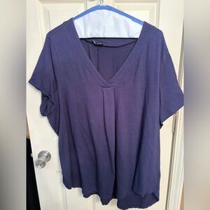 Lane Bryant Dark blue V-Neck Short Sleeve Tunic
